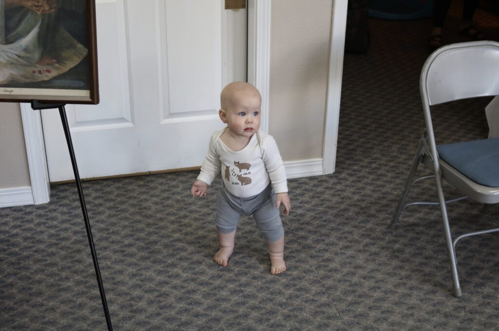 A young child explores during the family-friendly fundraiser